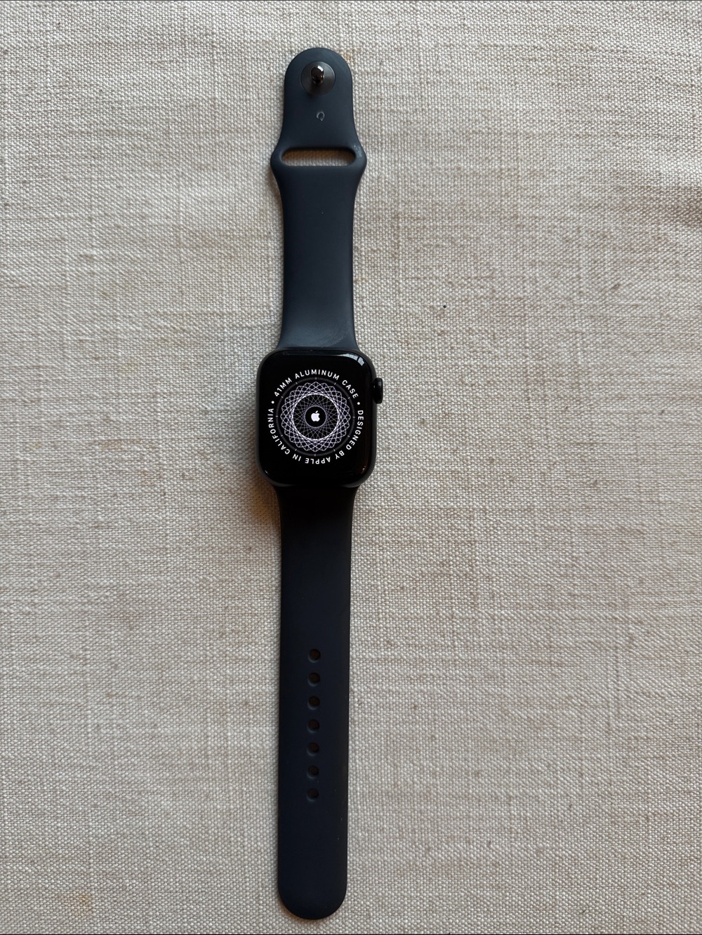 Series 9 Apple Smartwatch with Black Silicone Band.
